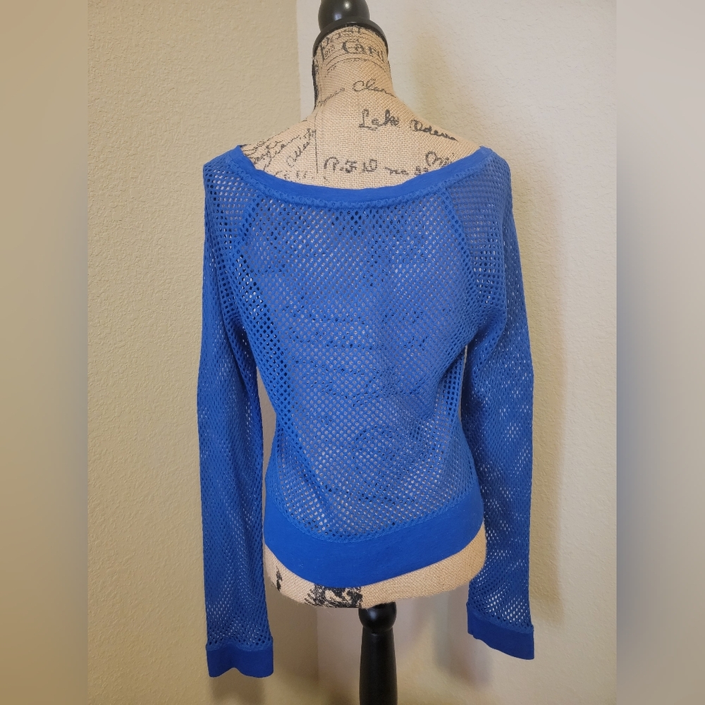 Express Royal Blue Mesh Top - Picture 2 of 3